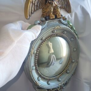 Vintage-Style Ornate Wall Mirror in Light Green and Gold